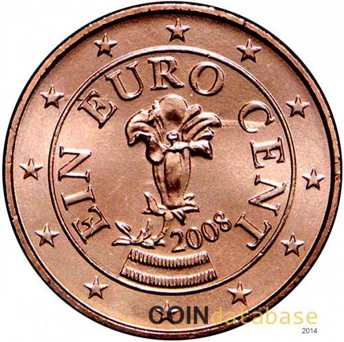 1 cent Obverse Image minted in AUSTRIA in 2008 (1st Series)  - The Coin Database