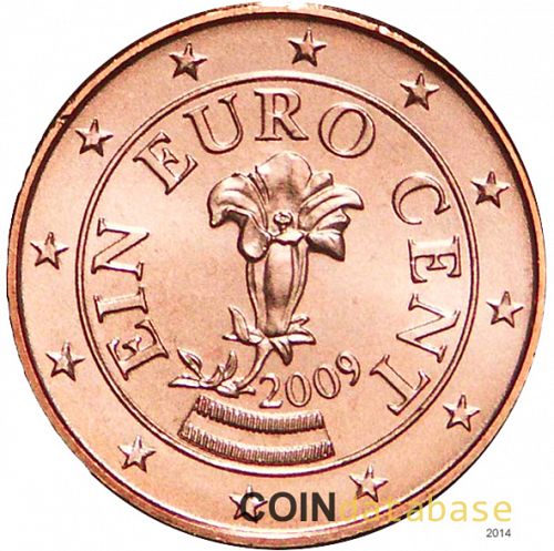 1 cent Obverse Image minted in AUSTRIA in 2009 (1st Series)  - The Coin Database