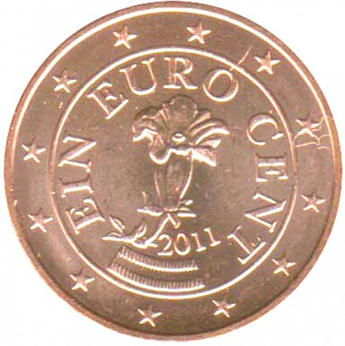 1 cent Obverse Image minted in AUSTRIA in 2011 (1st Series)  - The Coin Database
