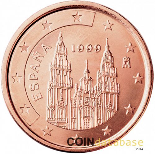 1 cent Obverse Image minted in SPAIN in 1999 (JUAN CARLOS I)  - The Coin Database