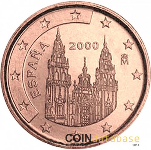 1 cent Obverse Image minted in SPAIN in 2000 (JUAN CARLOS I)  - The Coin Database