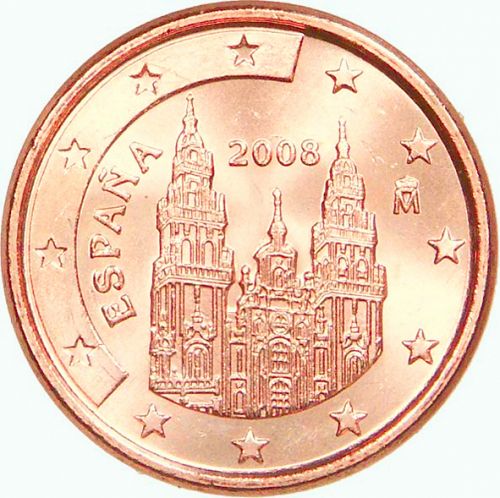 1 cent Obverse Image minted in SPAIN in 2008 (JUAN CARLOS I)  - The Coin Database