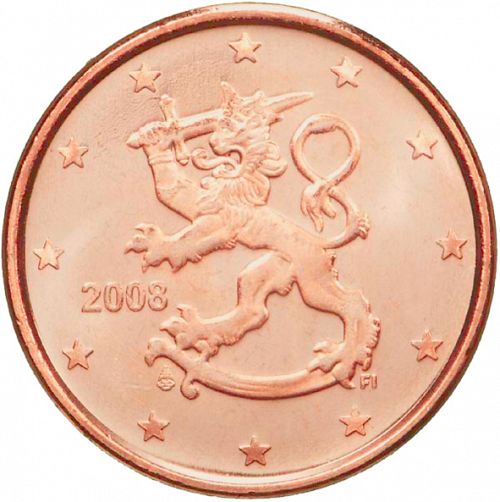 1 cent Obverse Image minted in FINLAND in 2008 (3rd Series - Mint Mark moved)  - The Coin Database