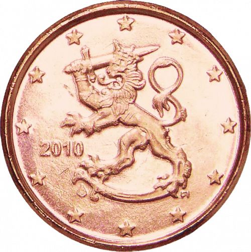 1 cent Obverse Image minted in FINLAND in 2010 (3rd - Mint Mark moved)  - The Coin Database