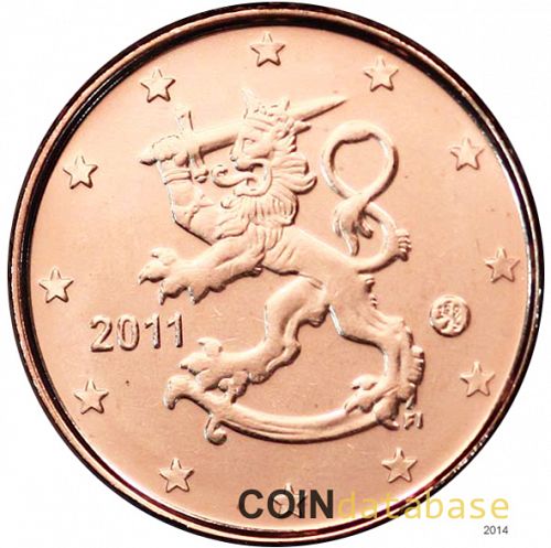 1 cent Obverse Image minted in FINLAND in 2011 (4th - New Mint Mark)  - The Coin Database