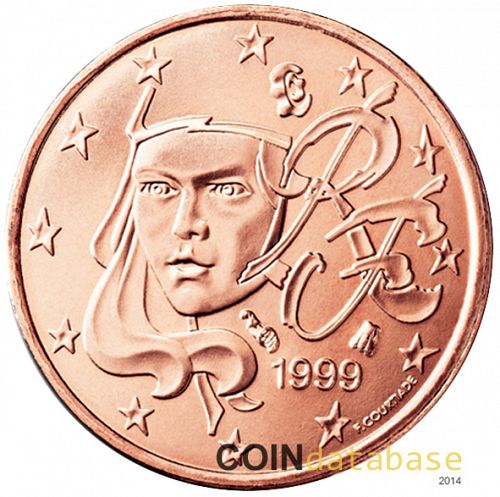 1 cent Obverse Image minted in FRANCE in 1999 (1st Series)  - The Coin Database
