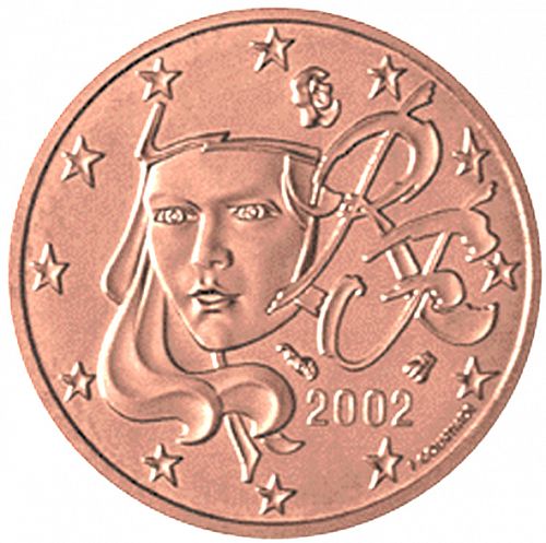 1 cent Obverse Image minted in FRANCE in 2002 (1st Series)  - The Coin Database