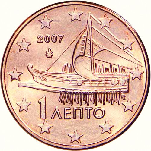 1 cent Obverse Image minted in GREECE in 2007 (1st Series)  - The Coin Database