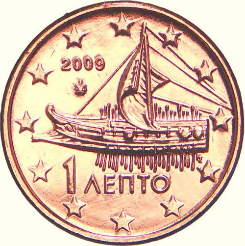 1 cent Obverse Image minted in GREECE in 2009 (1st Series)  - The Coin Database
