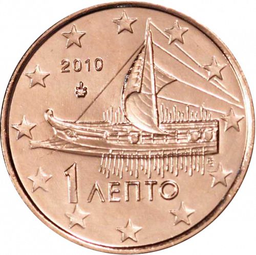 1 cent Obverse Image minted in GREECE in 2010 (1st Series)  - The Coin Database