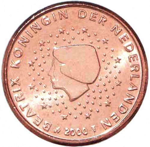 1 cent Obverse Image minted in NETHERLANDS in 2000 (BEATRIX)  - The Coin Database