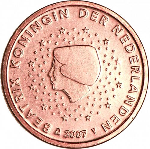 1 cent Obverse Image minted in NETHERLANDS in 2007 (BEATRIX)  - The Coin Database