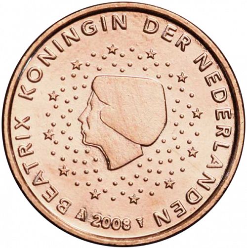 1 cent Obverse Image minted in NETHERLANDS in 2008 (BEATRIX)  - The Coin Database