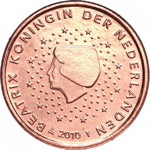 1 cent Obverse Image minted in NETHERLANDS in 2010 (BEATRIX)  - The Coin Database