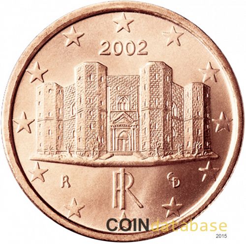 1 cent Obverse Image minted in ITALY in 2002 (1st Series)  - The Coin Database