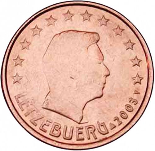 1 cent Obverse Image minted in LUXEMBOURG in 2003 (GRAND DUKE HENRI)  - The Coin Database