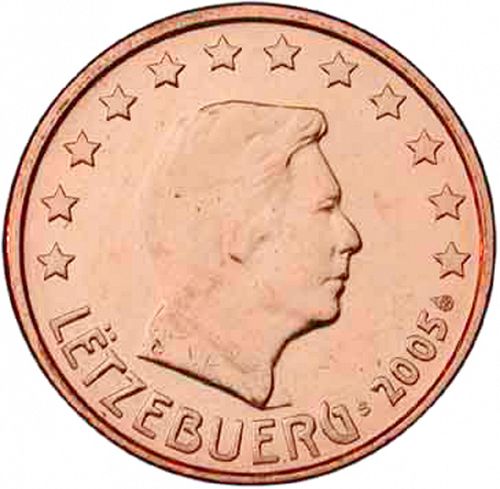 1 cent Obverse Image minted in LUXEMBOURG in 2005 (GRAND DUKE HENRI)  - The Coin Database