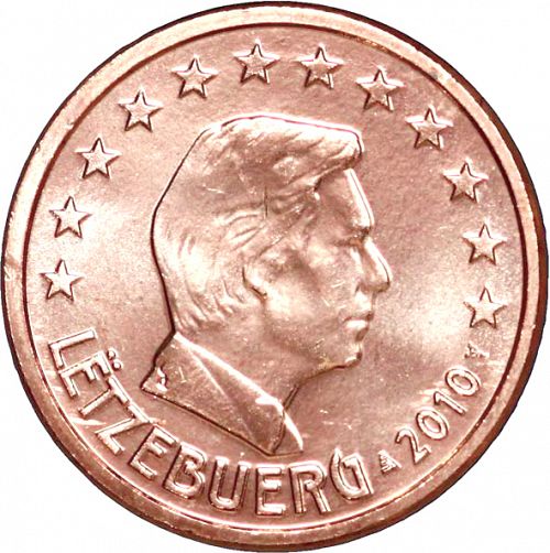 1 cent Obverse Image minted in LUXEMBOURG in 2010 (GRAND DUKE HENRI)  - The Coin Database