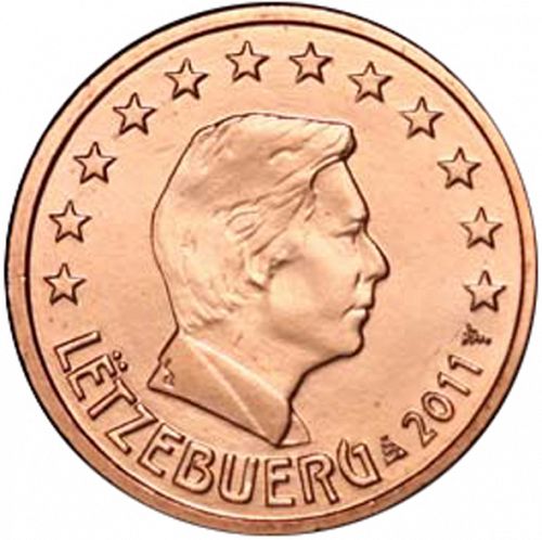 1 cent Obverse Image minted in LUXEMBOURG in 2011 (GRAND DUKE HENRI)  - The Coin Database