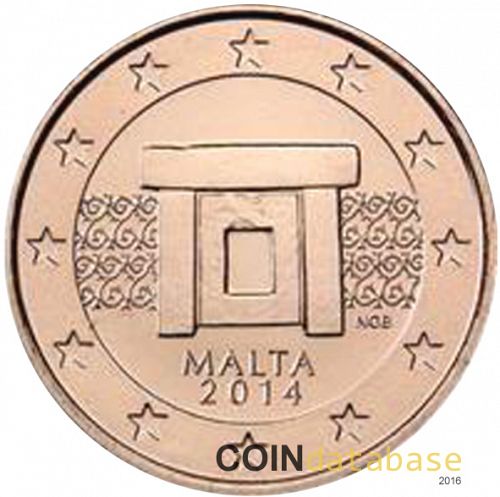 1 cent Obverse Image minted in MALTA in 2014 (1st Series)  - The Coin Database