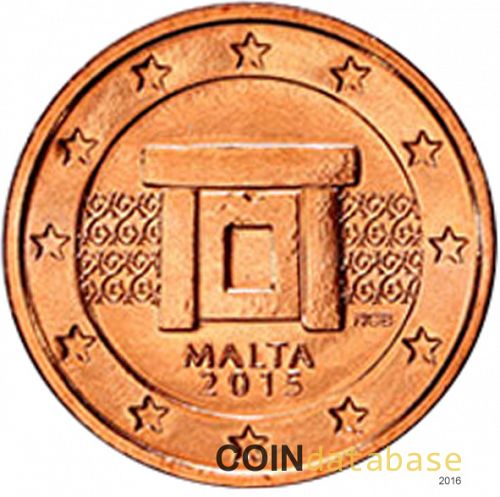 1 cent Obverse Image minted in MALTA in 2015 (1st Series)  - The Coin Database