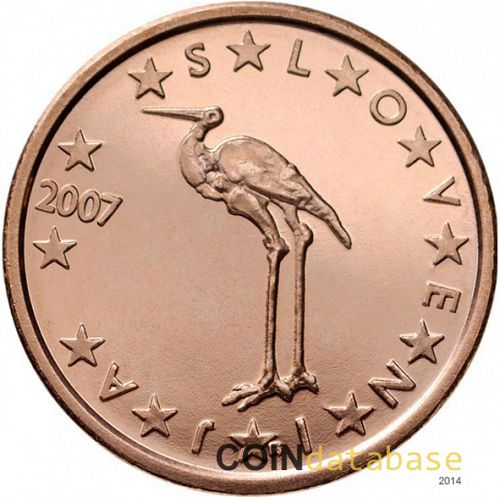 1 cent Obverse Image minted in SLOVENIA in 2007 (1st Series)  - The Coin Database