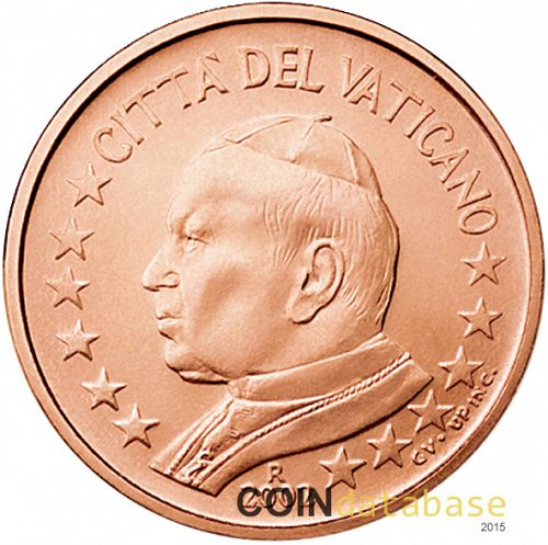 1 cent Obverse Image minted in VATICAN in 2002 (JOHN PAUL II)  - The Coin Database