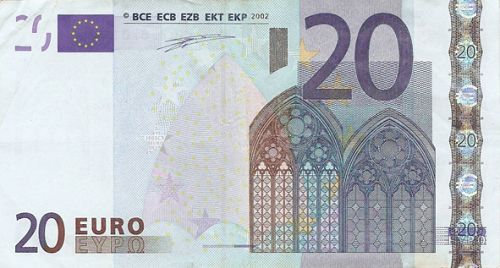20 € Obverse Image minted in · Euro notes in 2002S (1st Series - Architectural style 