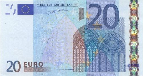 20 € Obverse Image minted in · Euro notes in 2002U (1st Series - Architectural style 
