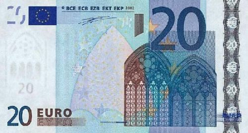 20 € Obverse Image minted in · Euro notes in 2002V (1st Series - Architectural style 