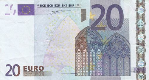 20 € Obverse Image minted in · Euro notes in 2002X (1st Series - Architectural style 