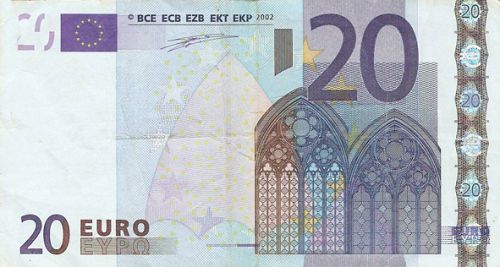 20 € Obverse Image minted in · Euro notes in 2002Z (1st Series - Architectural style 