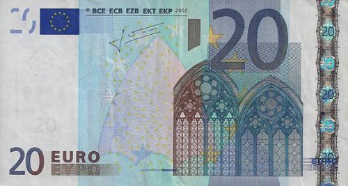 20 € Obverse Image minted in · Euro notes in 2002H (1st Series - Architectural style 