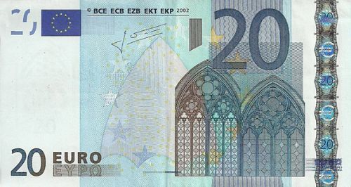 20 € Obverse Image minted in · Euro notes in 2002T (1st Series - Architectural style 