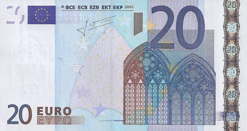 20 € Obverse Image minted in · Euro notes in 2002Y (1st Series - Architectural style 