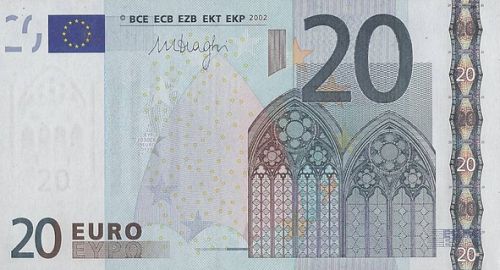 20 € Obverse Image minted in · Euro notes in 2002S (1st Series - Architectural style 