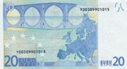 20 € Reverse Image minted in · Euro notes in 2002Y (1st Series - Architectural style 