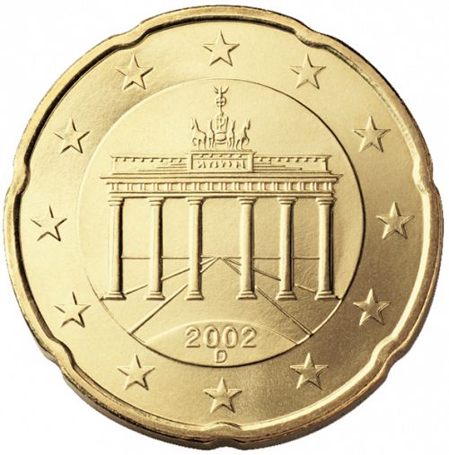 20 cent Obverse Image minted in GERMANY in 2002D (1st Series)  - The Coin Database