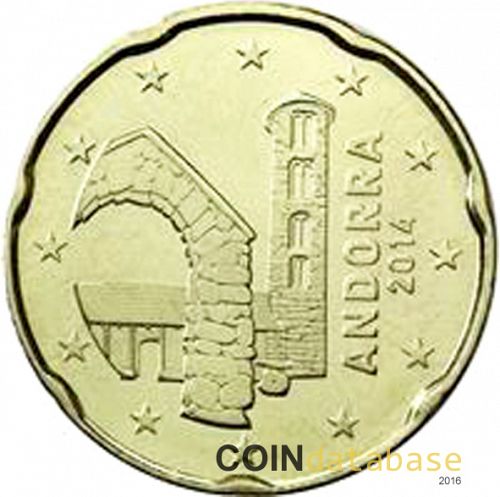 20 cent Obverse Image minted in ANDORRA in 2014 (1st Series)  - The Coin Database