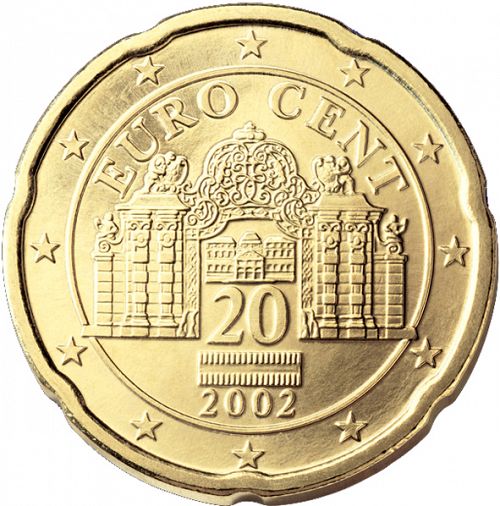 20 cent Obverse Image minted in AUSTRIA in 2002 (1st Series)  - The Coin Database