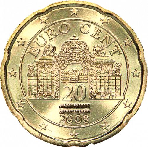 20 cent Obverse Image minted in AUSTRIA in 2008 (1st Series - New Reverse)  - The Coin Database