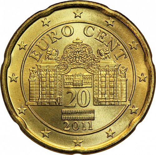 20 cent Obverse Image minted in AUSTRIA in 2011 (1st Series - New Reverse)  - The Coin Database