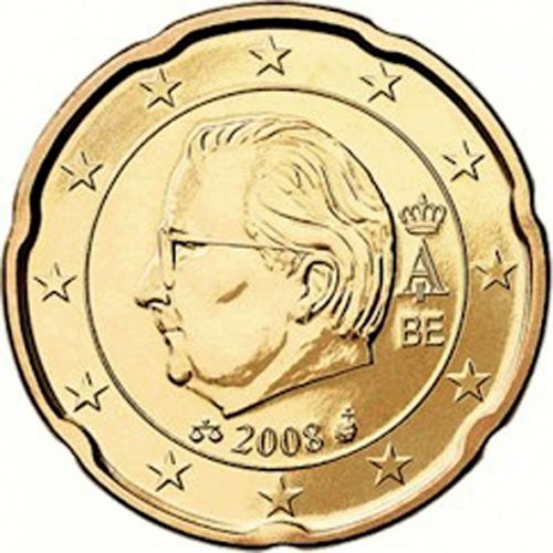20 cent Obverse Image minted in BELGIUM in 2008 (ALBERT II - 2nd Series)  - The Coin Database