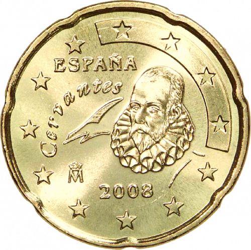 20 cent Obverse Image minted in SPAIN in 2008 (JUAN CARLOS I - New Reverse)  - The Coin Database