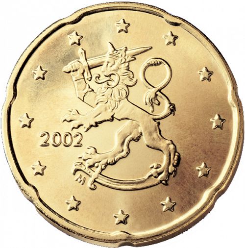 20 cent Obverse Image minted in FINLAND in 2002 (1st Series - M mark)  - The Coin Database