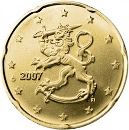 20 cent Obverse Image minted in FINLAND in 2007 (2nd Series - FI mark and Mint Mark added)  - The Coin Database