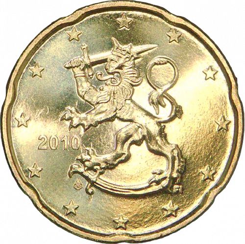 20 cent Obverse Image minted in FINLAND in 2010 (3rd Series - Mint Mark moved)  - The Coin Database