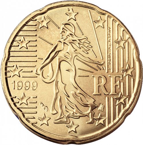 20 cent Obverse Image minted in FRANCE in 1999 (1st Series)  - The Coin Database