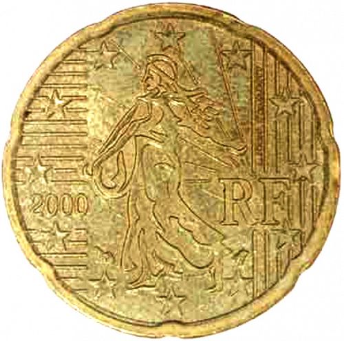 20 cent Obverse Image minted in FRANCE in 2000 (1st Series)  - The Coin Database