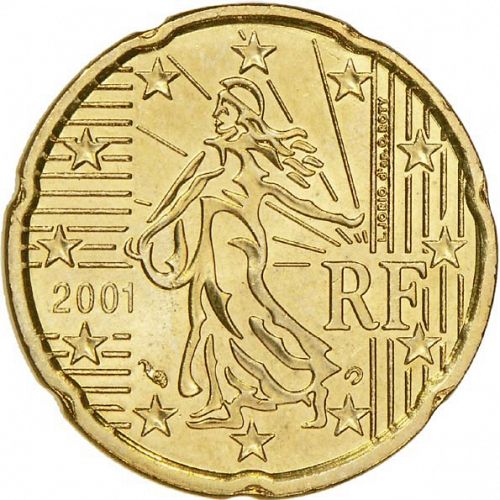 20 cent Obverse Image minted in FRANCE in 2001 (1st Series)  - The Coin Database